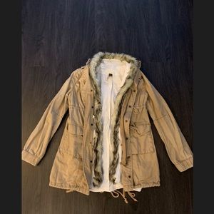 Free People fur detachable lining cargo jacket